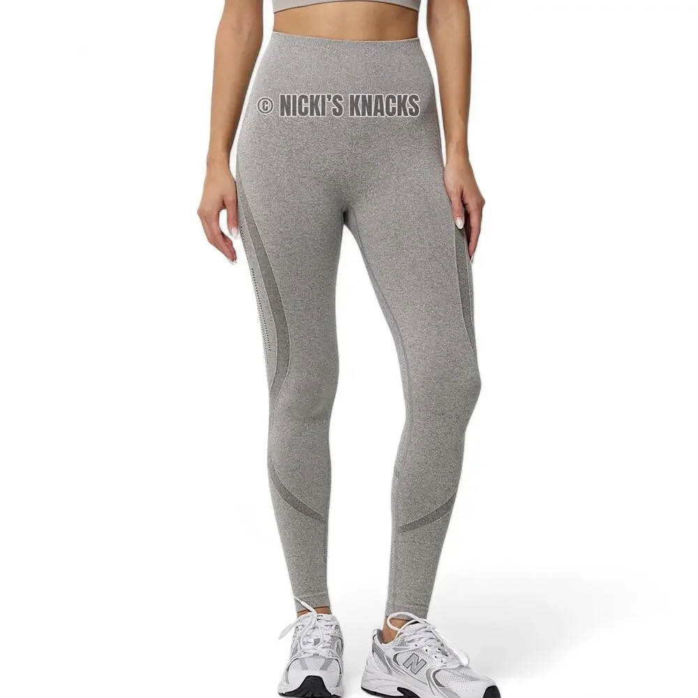 Gray Seamless Compression Contour Leggings High Waist Gym Athleisure Size S